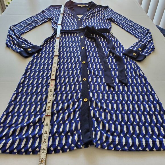 Boden Geometric Print Long Sleeve Shirtdress Button-Down Soft Jersey Sz 4 Preppy - Picture 6 of 9